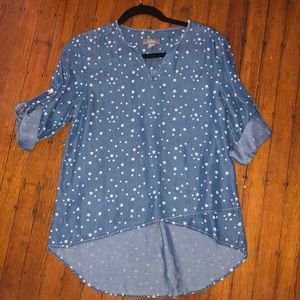 denim blouse with star print